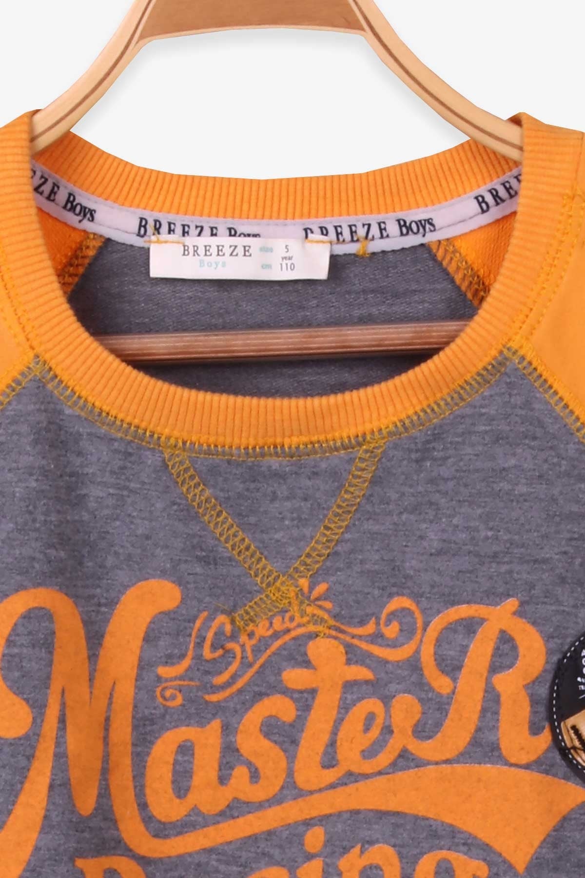 Breeze Erkek Çocuk Sweatshirt Yazı Baskılı Koyu Gri Melanj (5-10 Yaş)