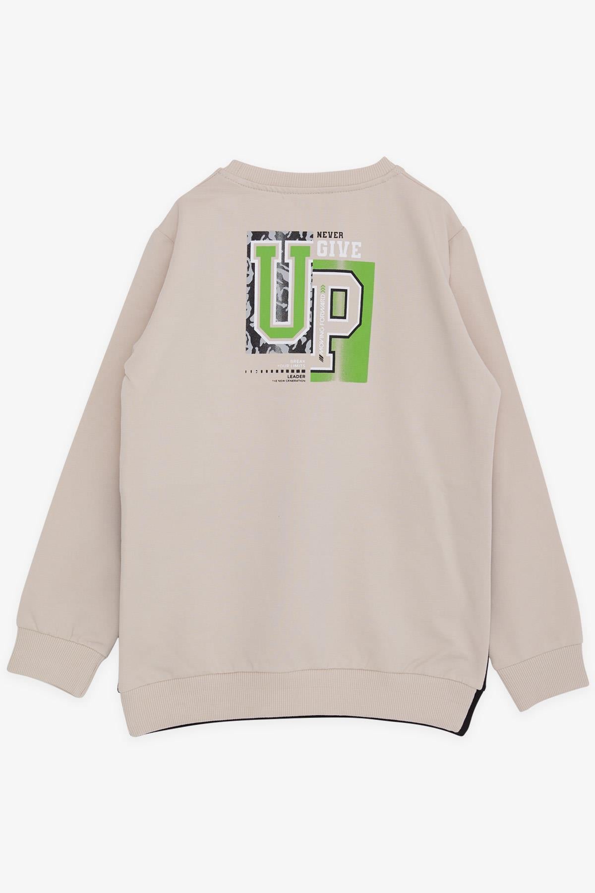 Breeze Erkek Çocuk Sweatshirt Yazı Baskılı Bej (8-12 Yaş)