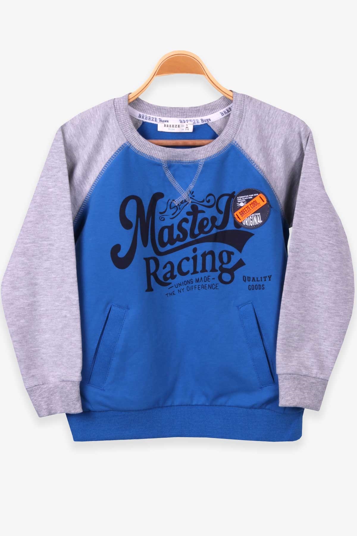 Breeze Erkek Çocuk Sweatshirt Yazı Baskılı Saks Mavisi (5-10 Yaş)