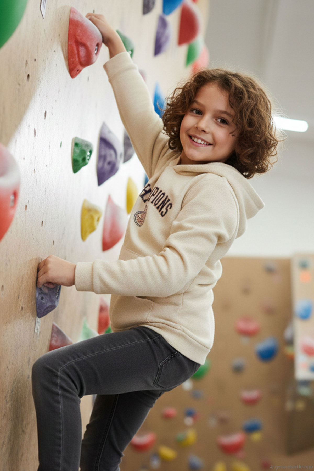 Breeze Erkek Çocuk Sweatshirt Yazı Baskılı Kapüşonlu Krem (4-8 Yaş)
