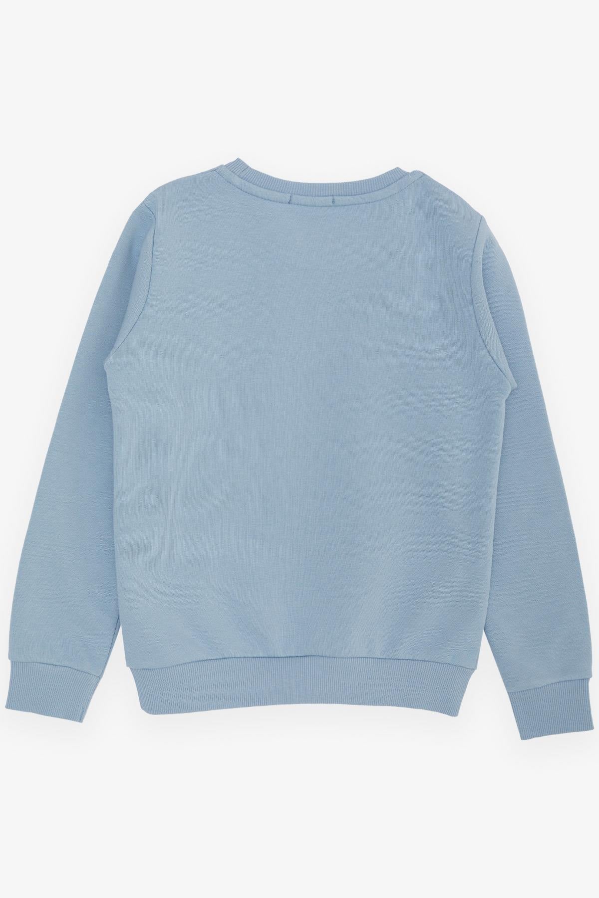 Breeze Erkek Çocuk Sweatshirt Yazı Baskılı Buz Mavisi (8-14 Yaş)