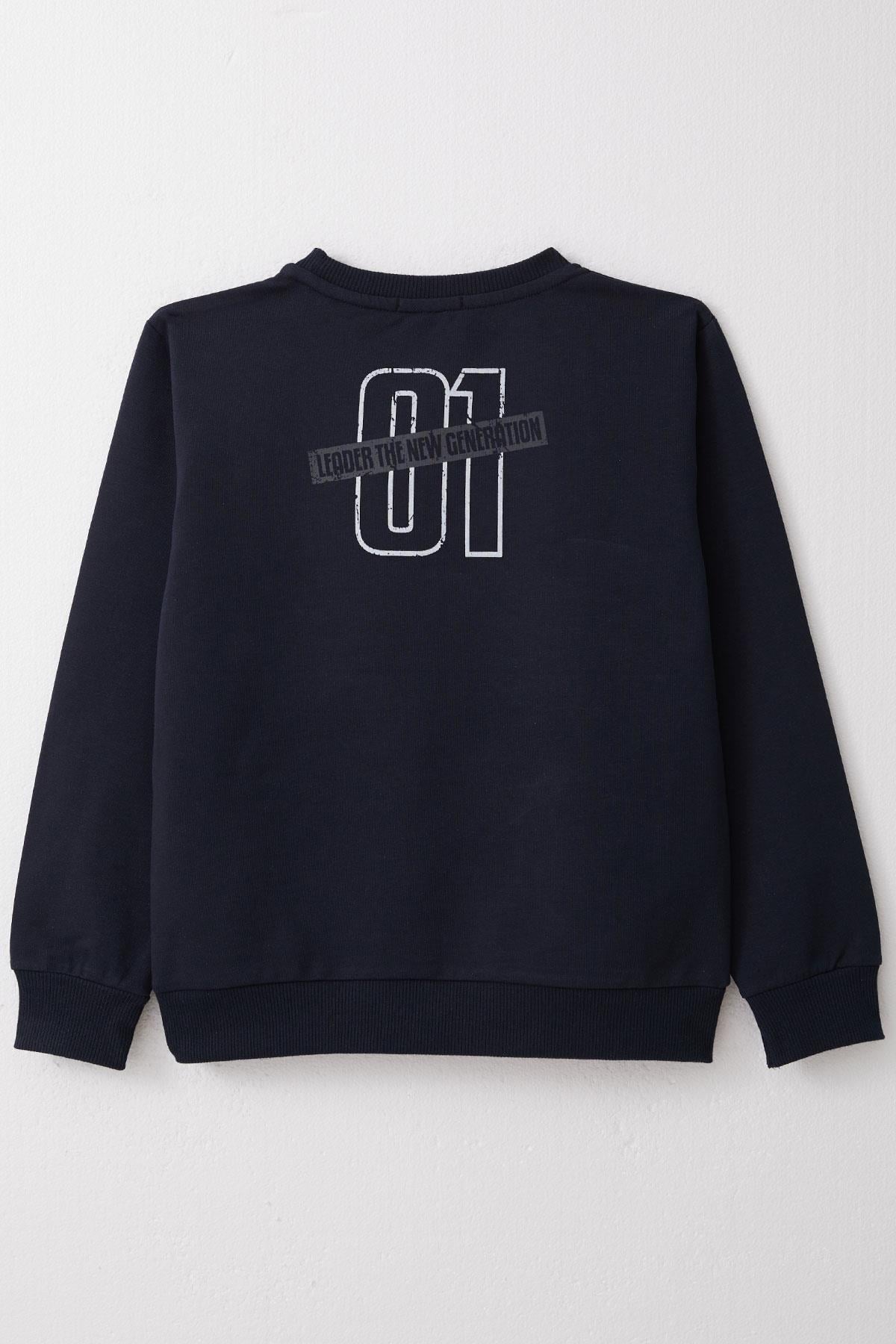 Breeze Erkek Çocuk Sweatshirt Yazı Baskılı Lacivert (4-8 Yaş)