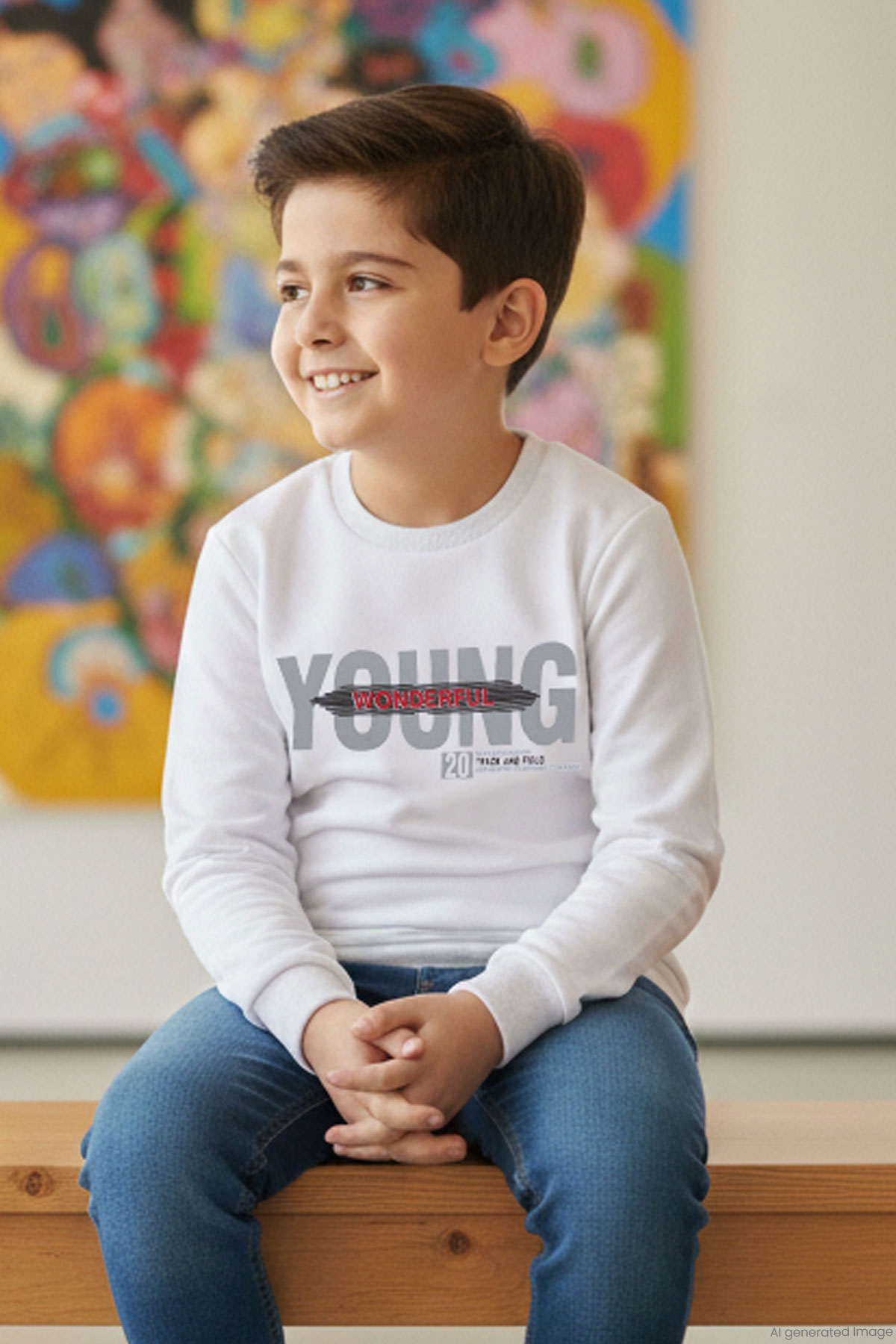 Breeze Erkek Çocuk Sweatshirt Yazı Baskılı Beyaz (8-14 Yaş)