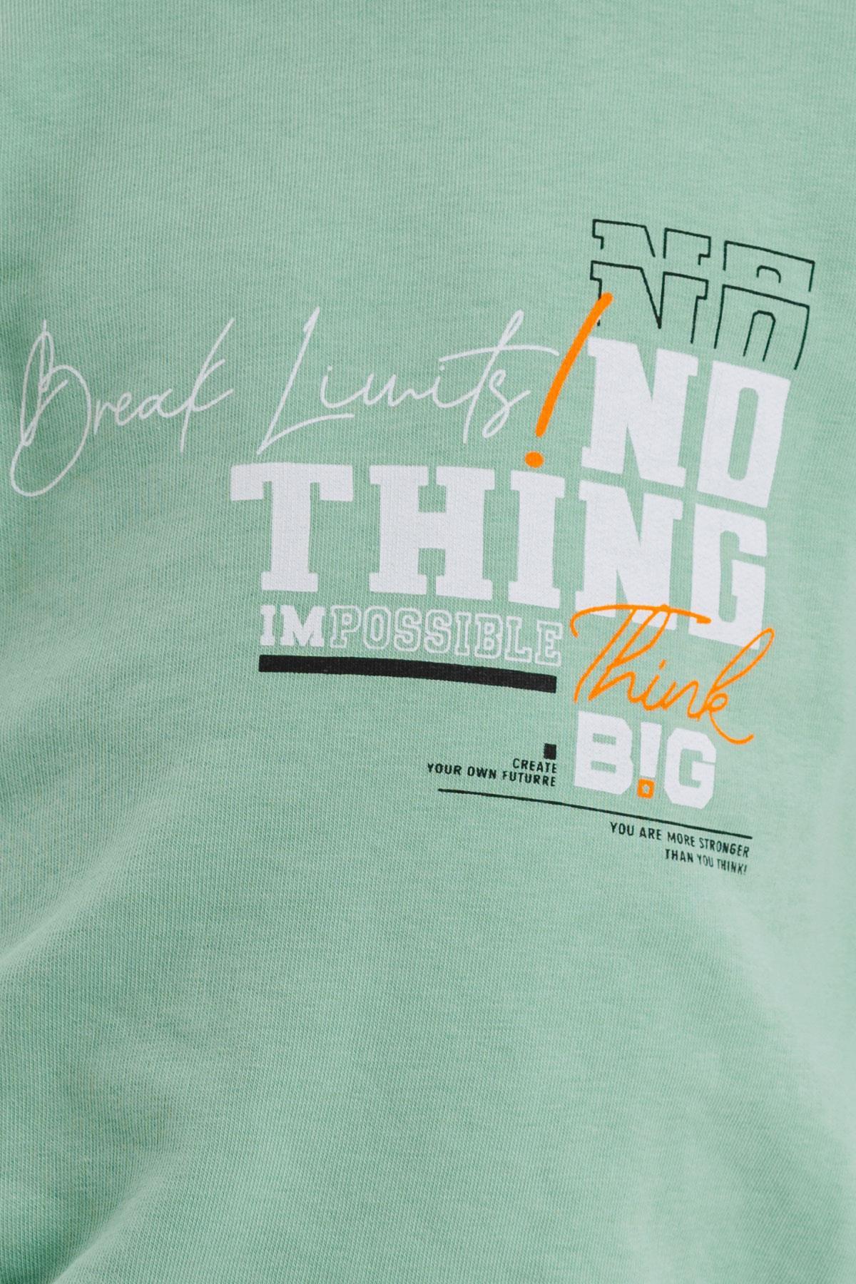 Breeze Erkek Çocuk Sweatshirt Yazı Baskılı Mint Yeşili (8 Yaş)