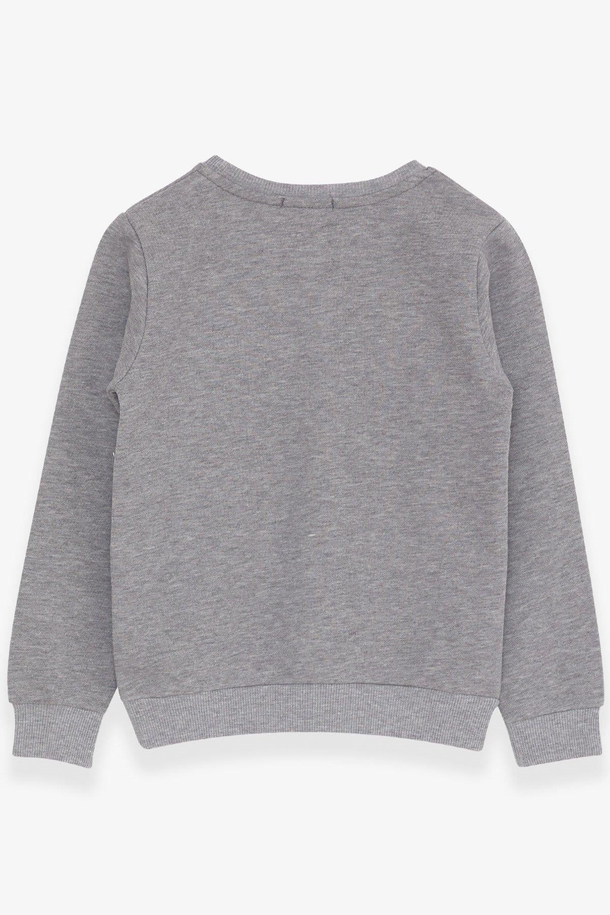 Breeze Erkek Çocuk Sweatshirt Yazı Baskılı Koyu Gri Melanj (8-9 Yaş)