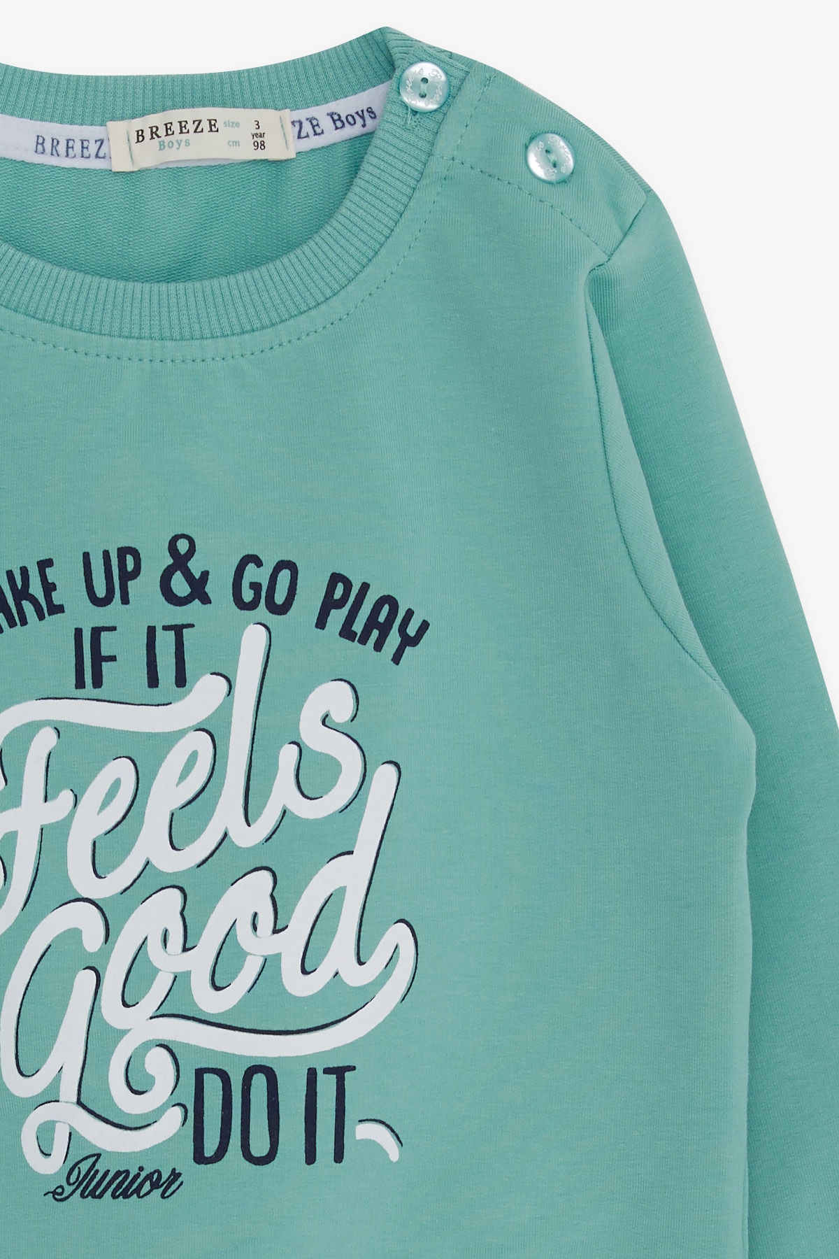 Breeze Erkek Çocuk Sweatshirt Yazı Baskılı Mint Yeşili (2-6 Yaş)