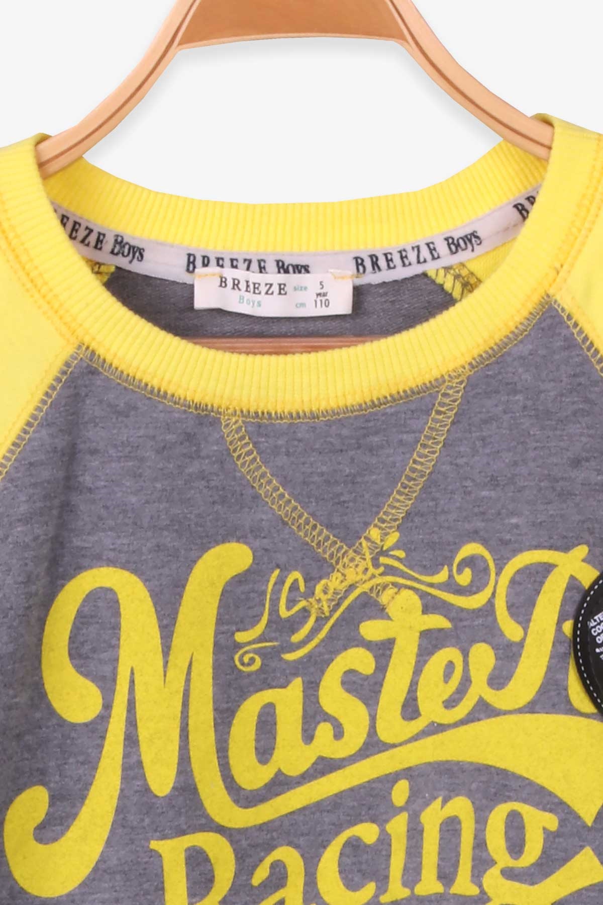 Breeze Erkek Çocuk Sweatshirt Yazı Baskılı Koyu Gri Melanj (5-10 Yaş)