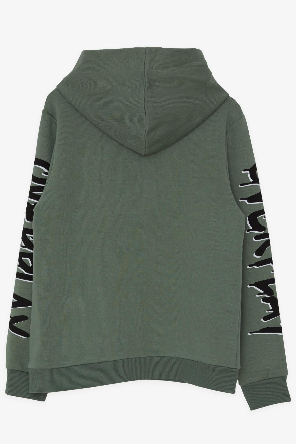 Breeze Erkek Çocuk Sweatshirt Yazı Baskılı Yeşil (10-14 Yaş)