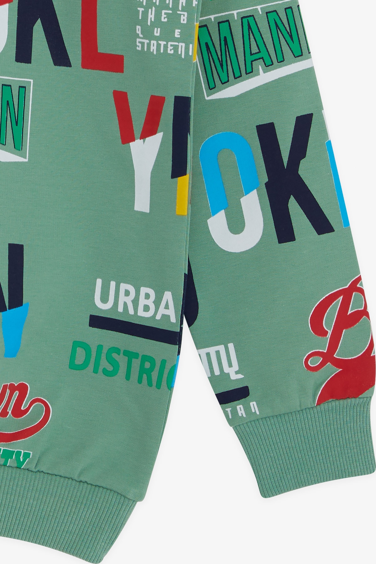 Breeze Erkek Çocuk Sweatshirt Yazı Desenli Mint Yeşili (5-10 Yaş)