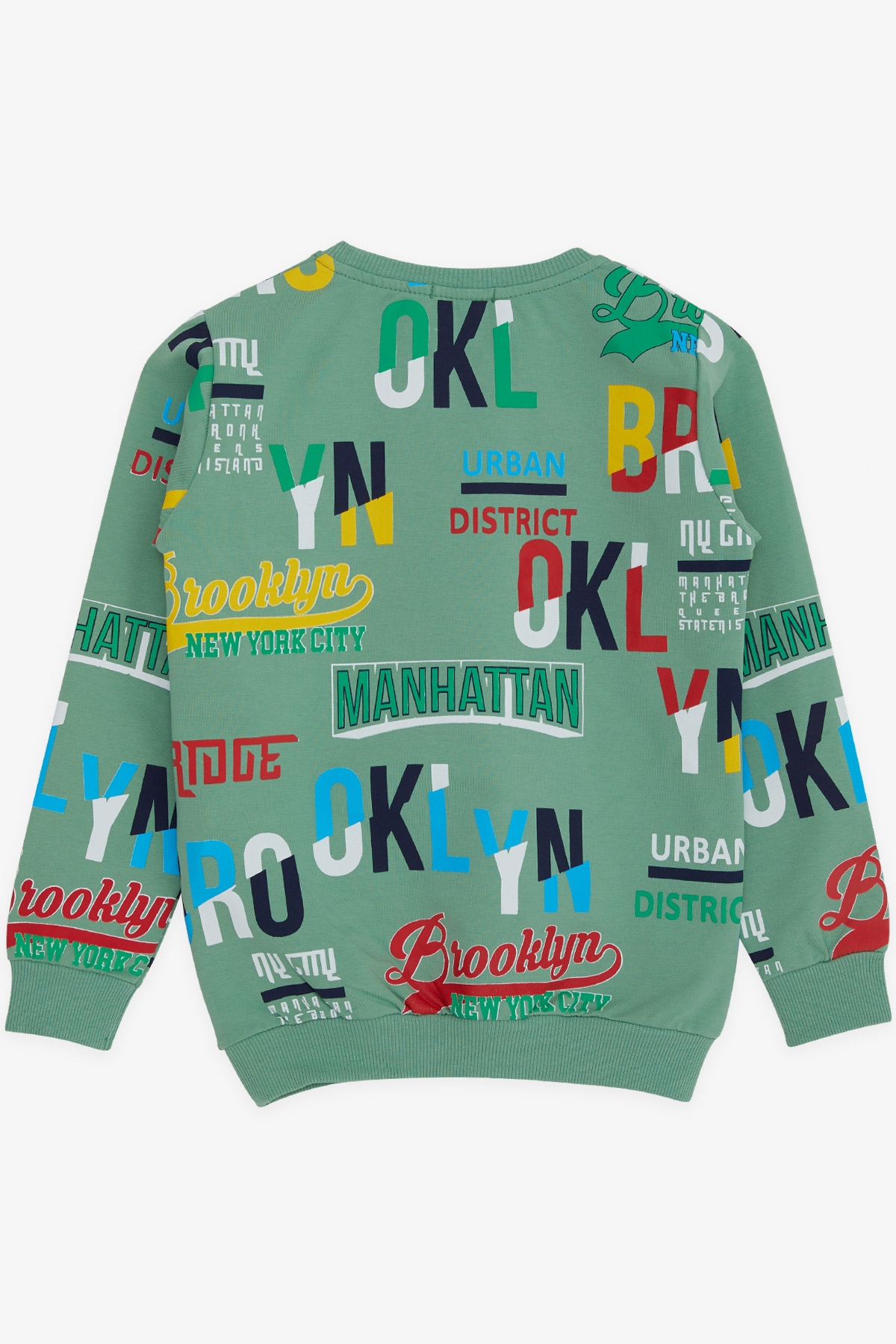 Breeze Erkek Çocuk Sweatshirt Yazı Desenli Mint Yeşili (5-10 Yaş)