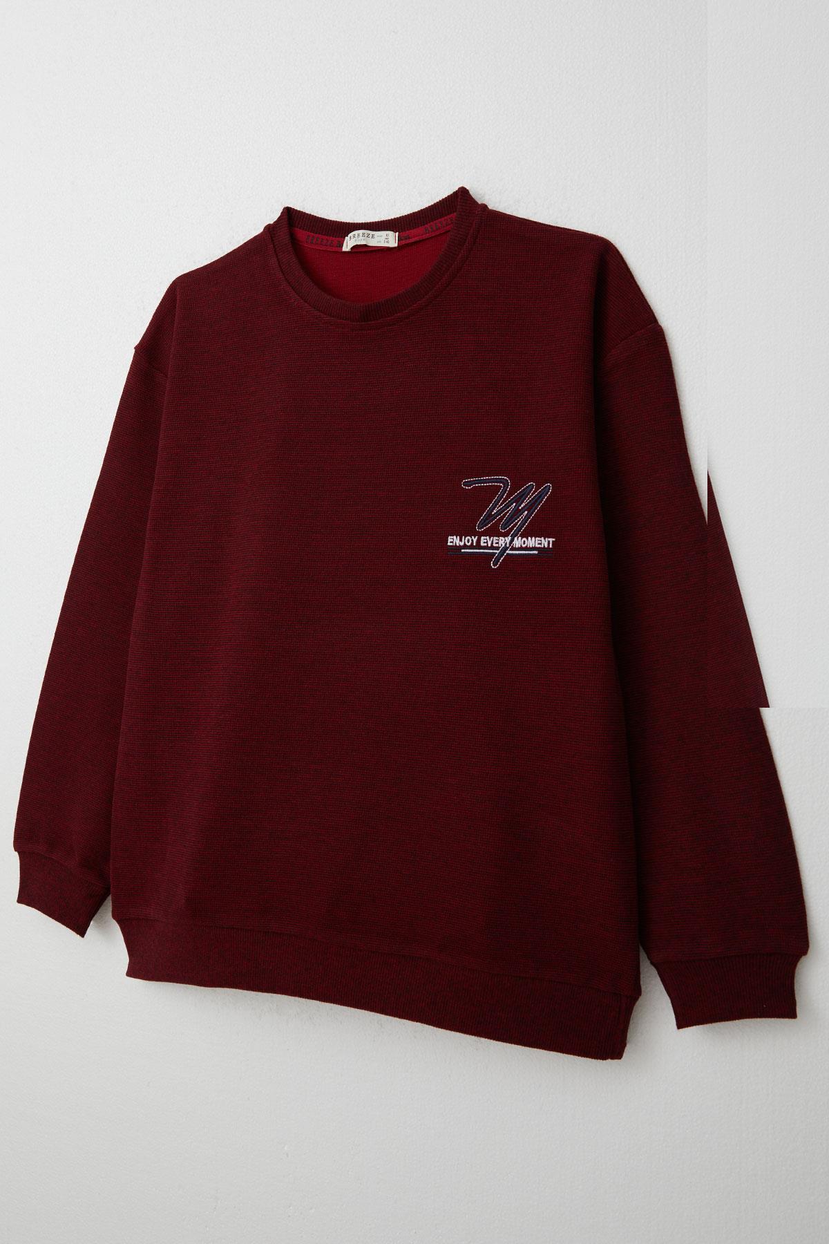Breeze Erkek Çocuk Sweatshirt Yazı Nakışlı Bordo (9-14 Yaş)
