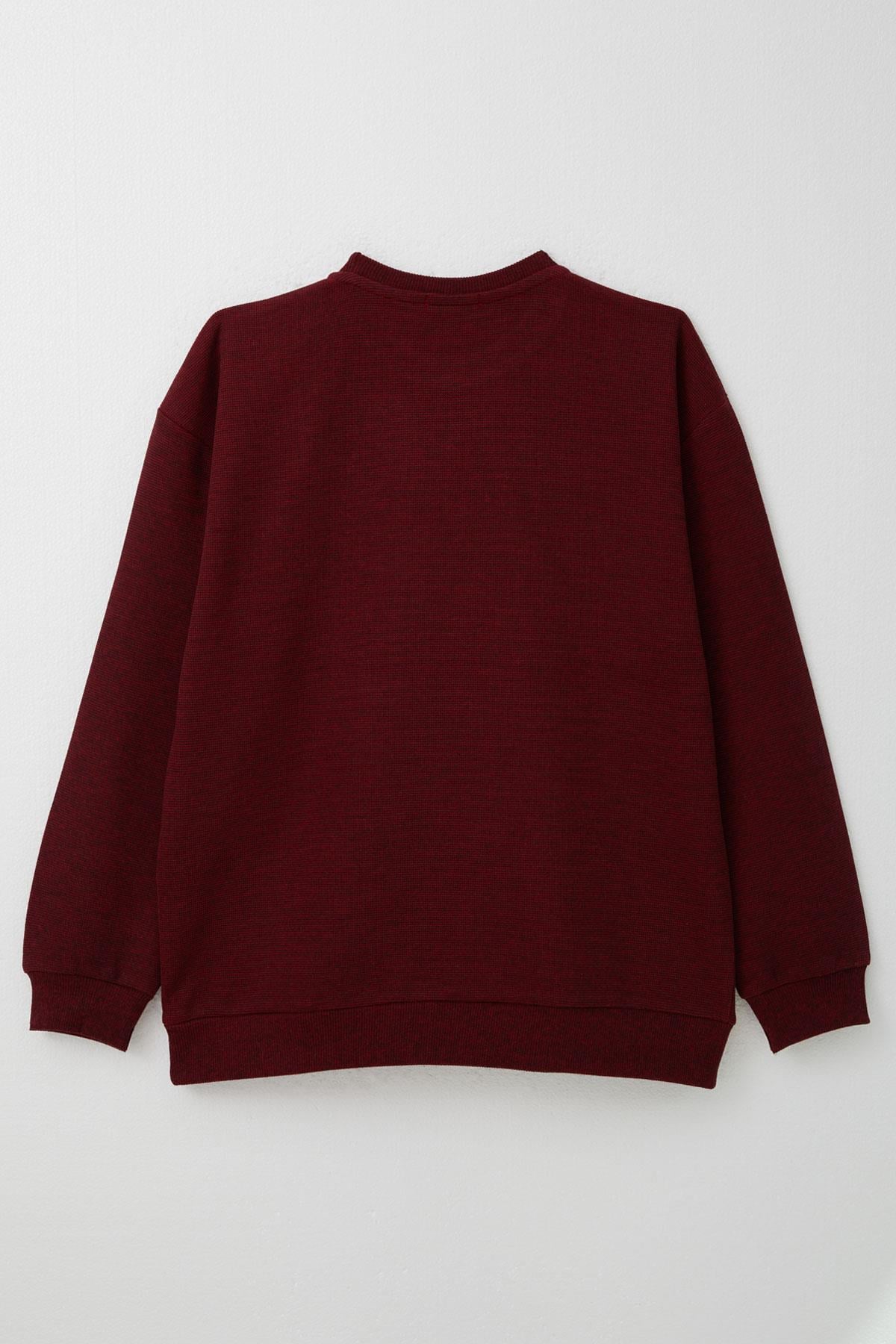 Breeze Erkek Çocuk Sweatshirt Yazı Nakışlı Bordo (9-14 Yaş)