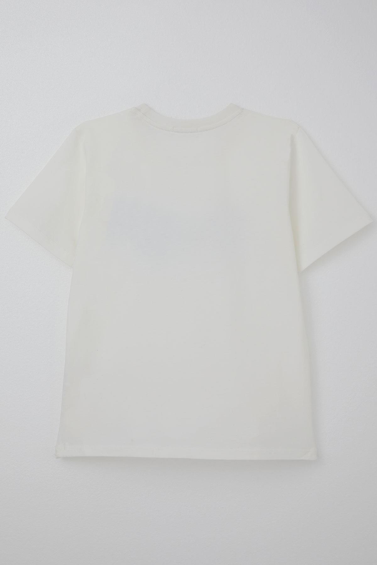 Breeze Erkek Çocuk Tişört Asla Pes Etme Tasarım Baskılı Ekru (9-16 Yaş)