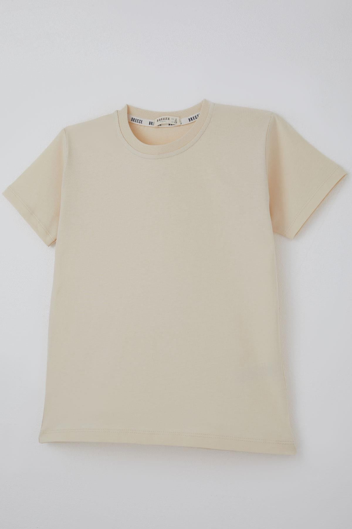 Breeze Erkek Çocuk Tişört Basic Krem (4-8 Yaş)