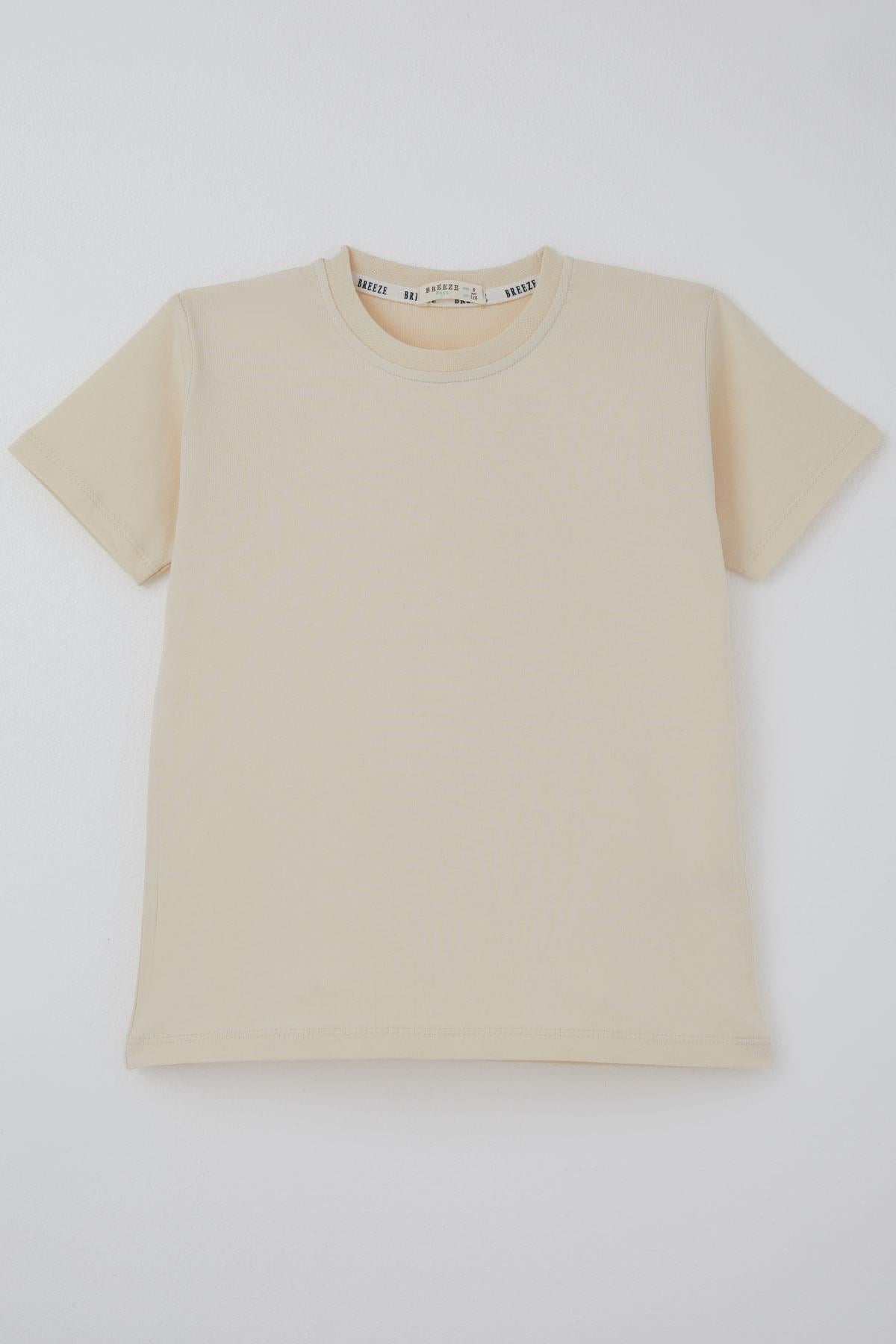 Breeze Erkek Çocuk Tişört Basic Krem (4-8 Yaş)