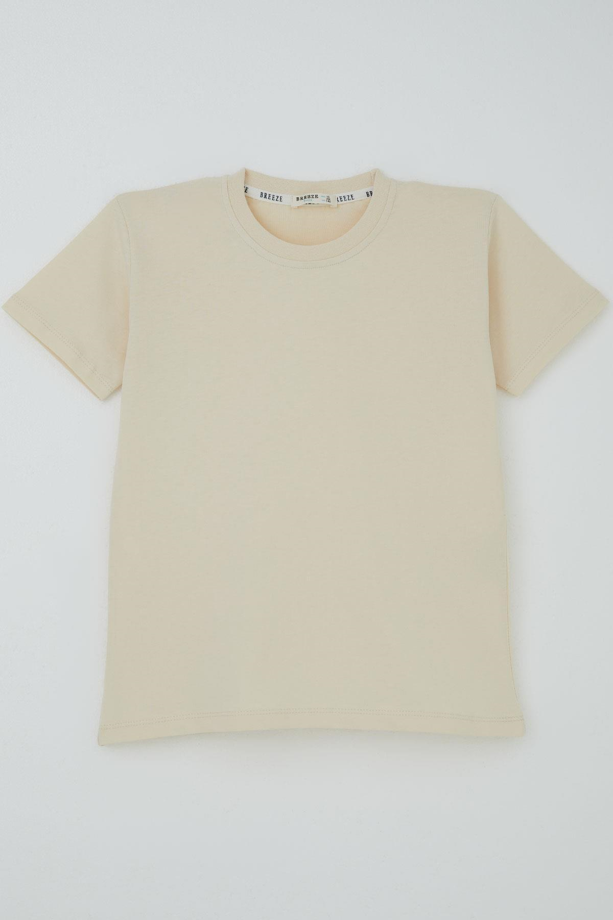 Breeze Erkek Çocuk Tişört Basic Krem (9-14 Yaş)