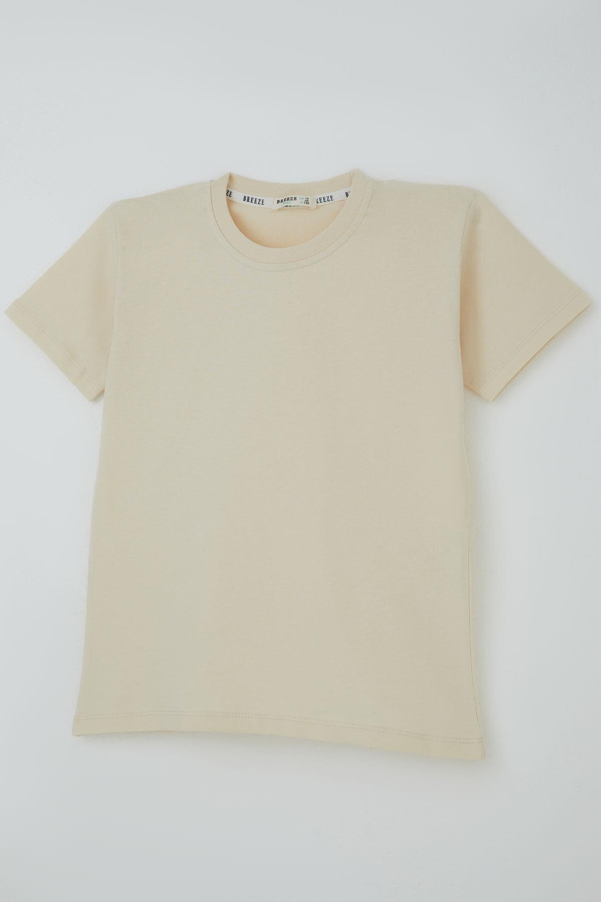 Breeze Erkek Çocuk Tişört Basic Krem (9-14 Yaş)