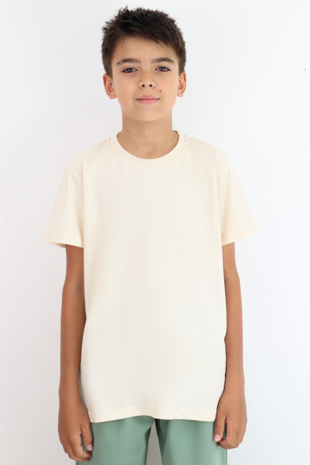 Breeze Erkek Çocuk Tişört Basic Krem (9-14 Yaş)