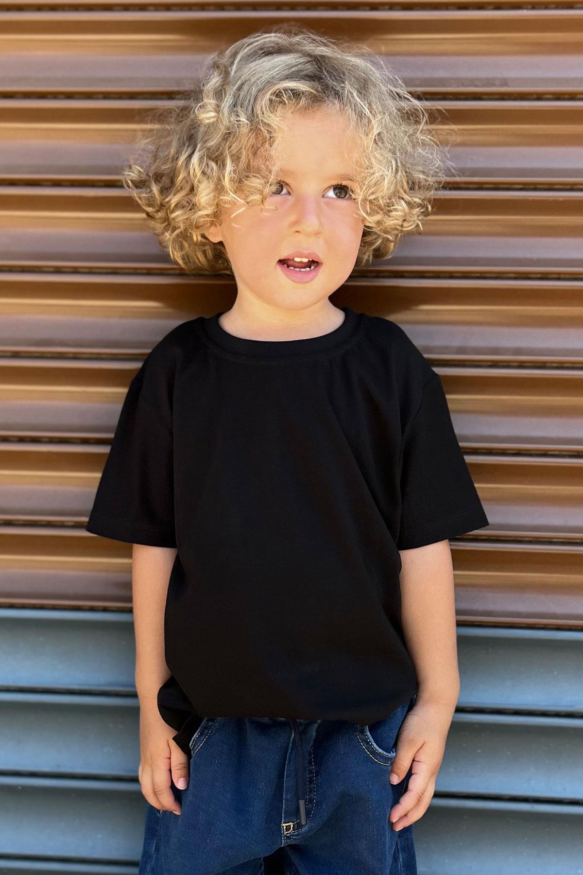 Breeze Erkek Çocuk Tişört Basic Siyah (4-11 Yaş)