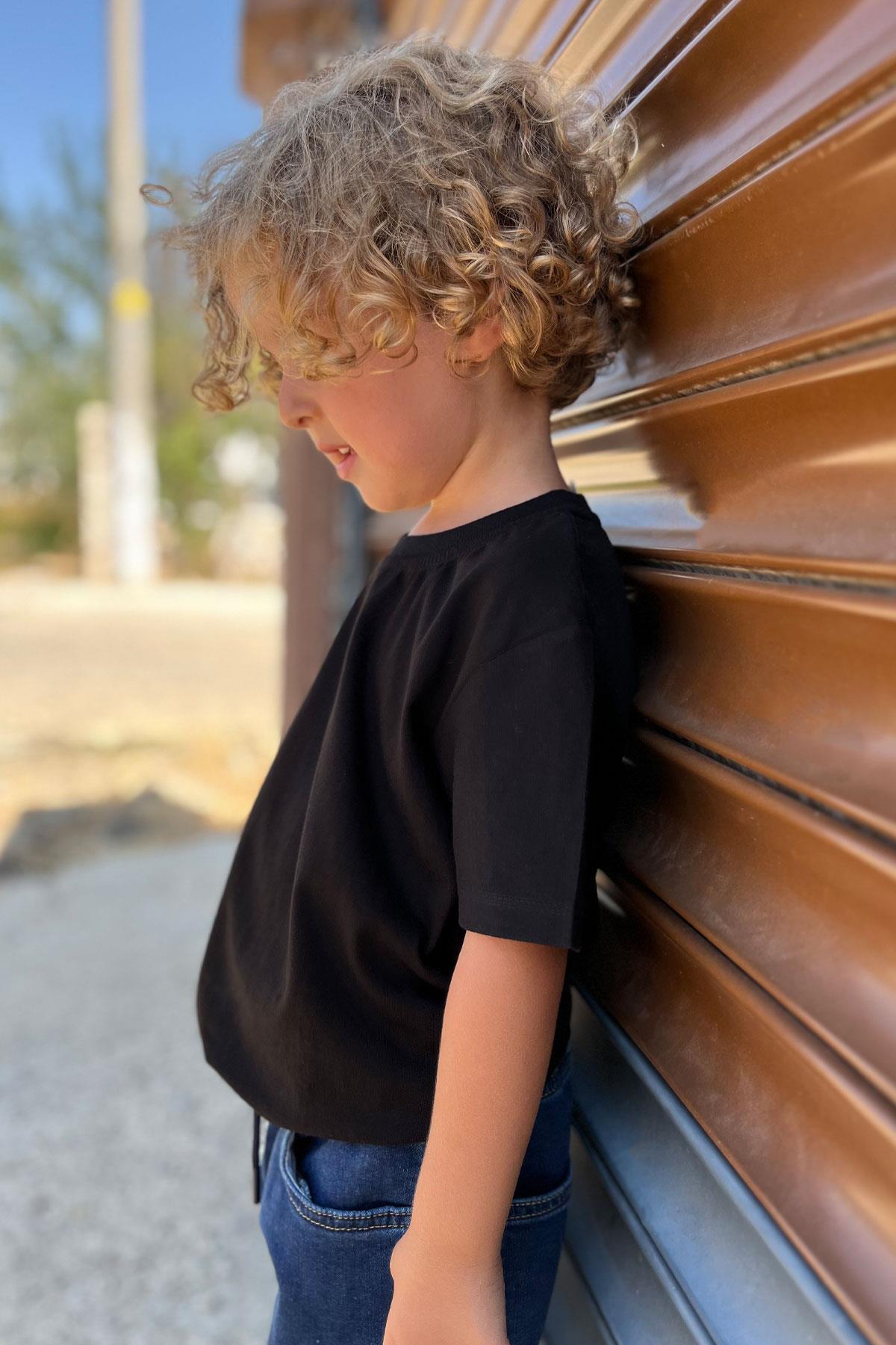 Breeze Erkek Çocuk Tişört Basic Siyah (4-11 Yaş)