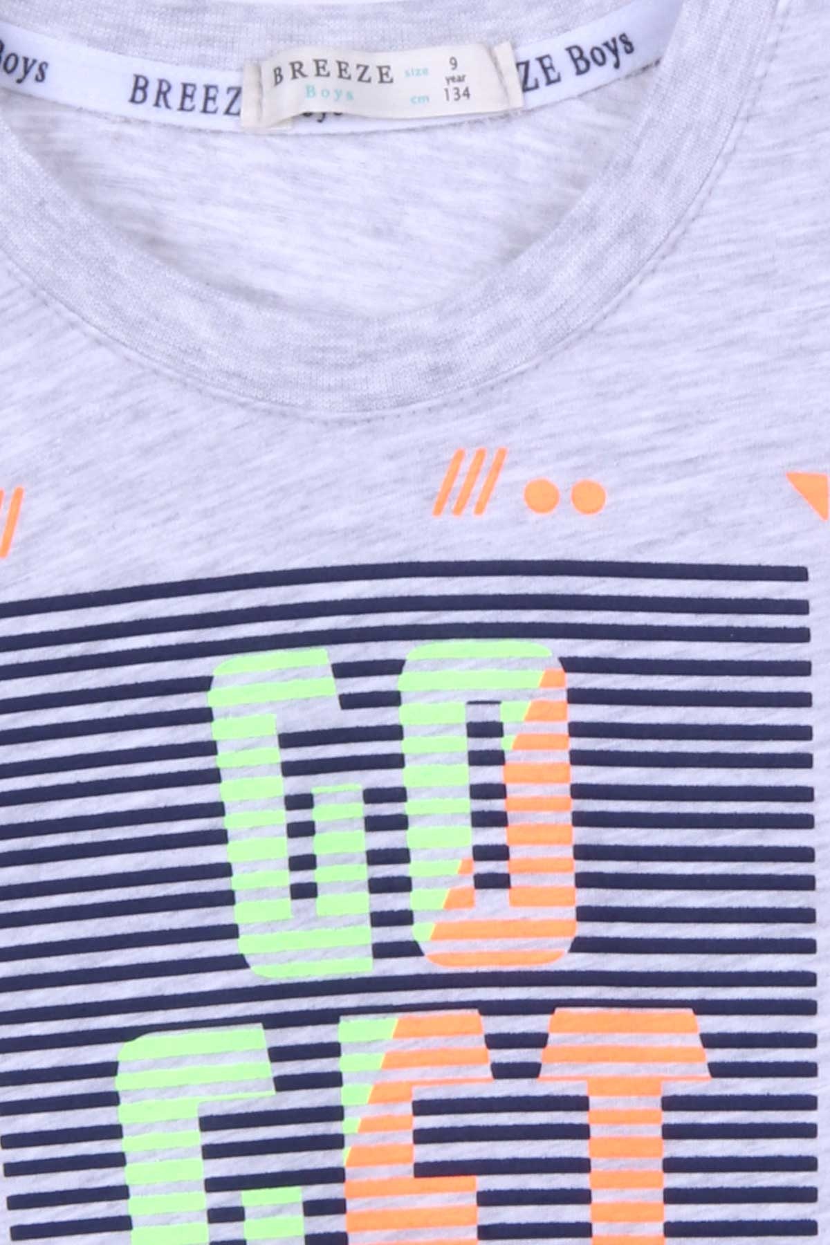 Breeze Erkek Çocuk Tişört Baskılı Gri Melanj (9-14 Yaş)