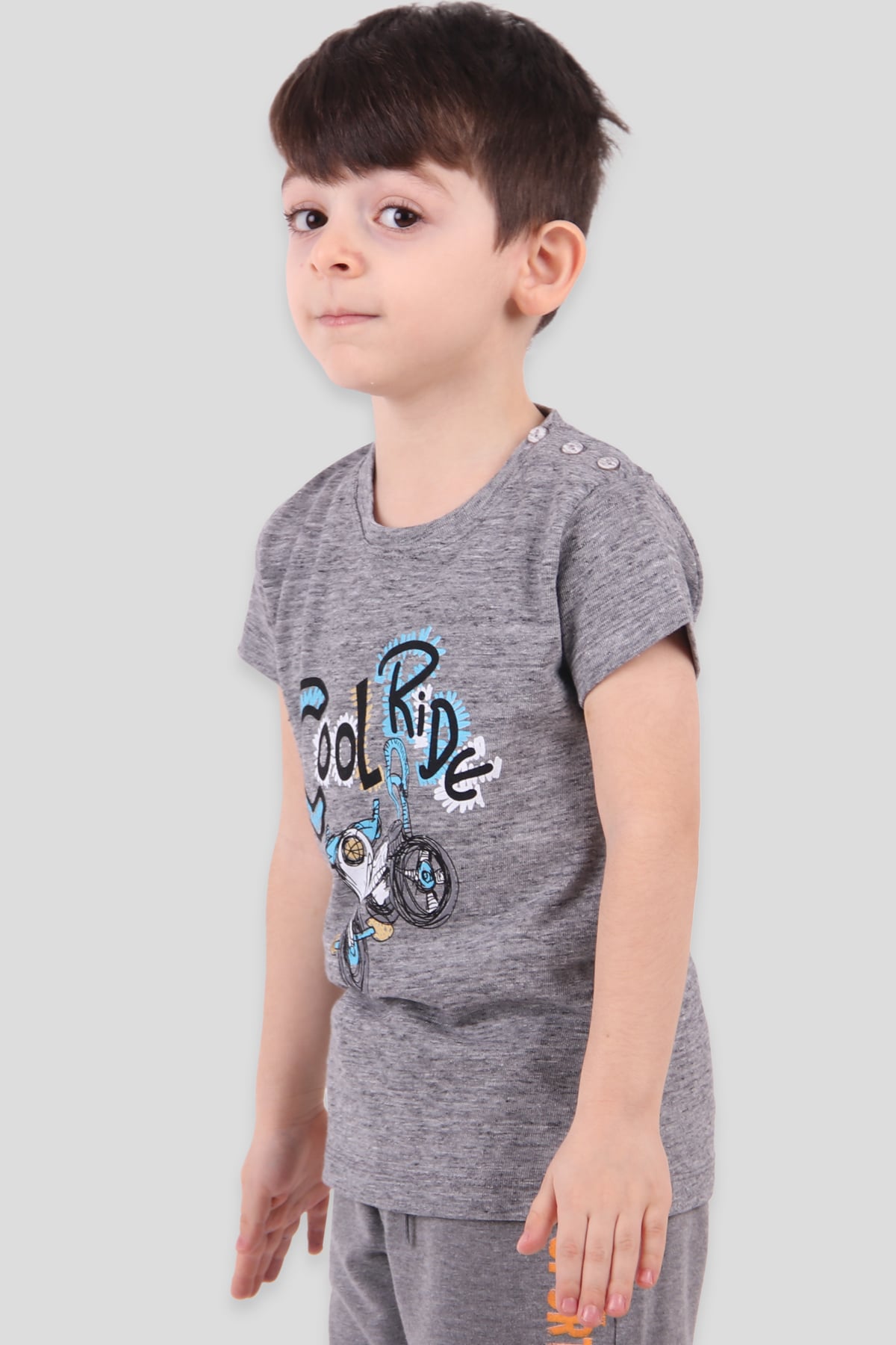 Breeze Erkek Çocuk Tişört Bisiklet Baskılı Cool Ride  Gri (1.5-5 Yaş)