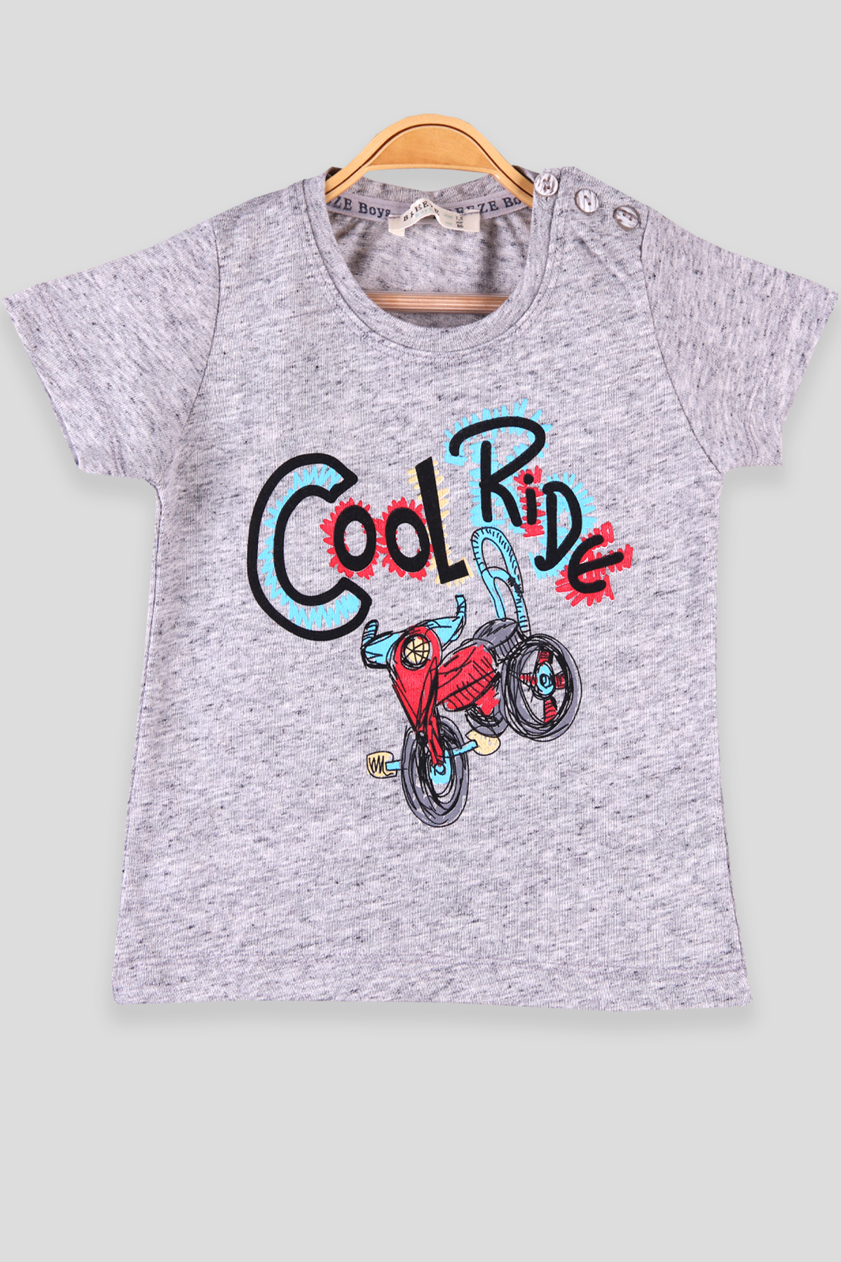Breeze Erkek Çocuk Tişört Bisiklet Baskılı Cool Ride Gri (1.5-5 Yaş)