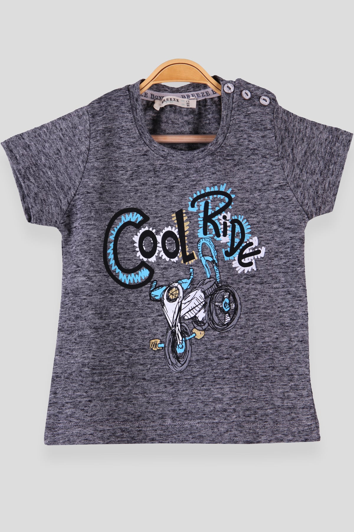 Breeze Erkek Çocuk Tişört Bisiklet Baskılı Cool Ride Füme (1.5-5 Yaş)