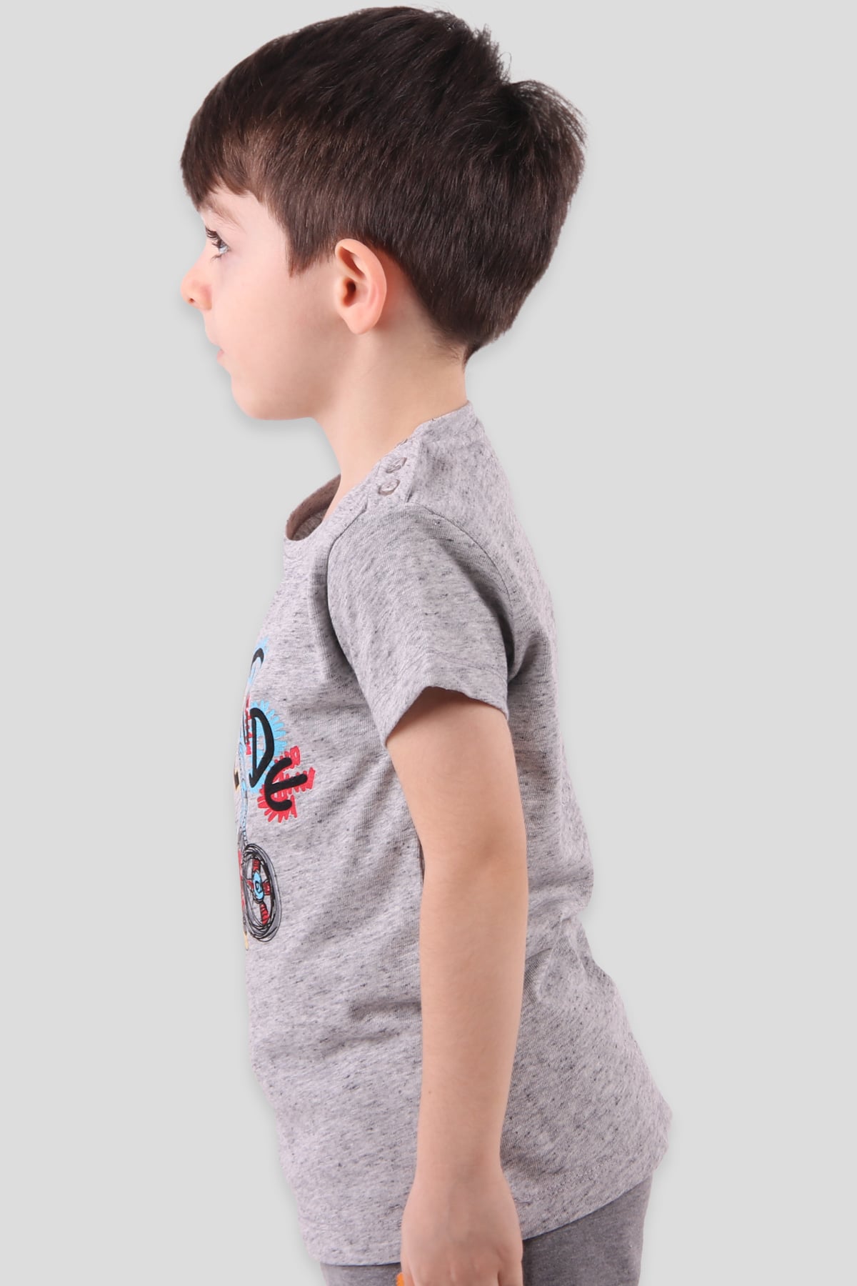 Breeze Erkek Çocuk Tişört Bisiklet Baskılı Cool Ride Gri (1.5-5 Yaş)
