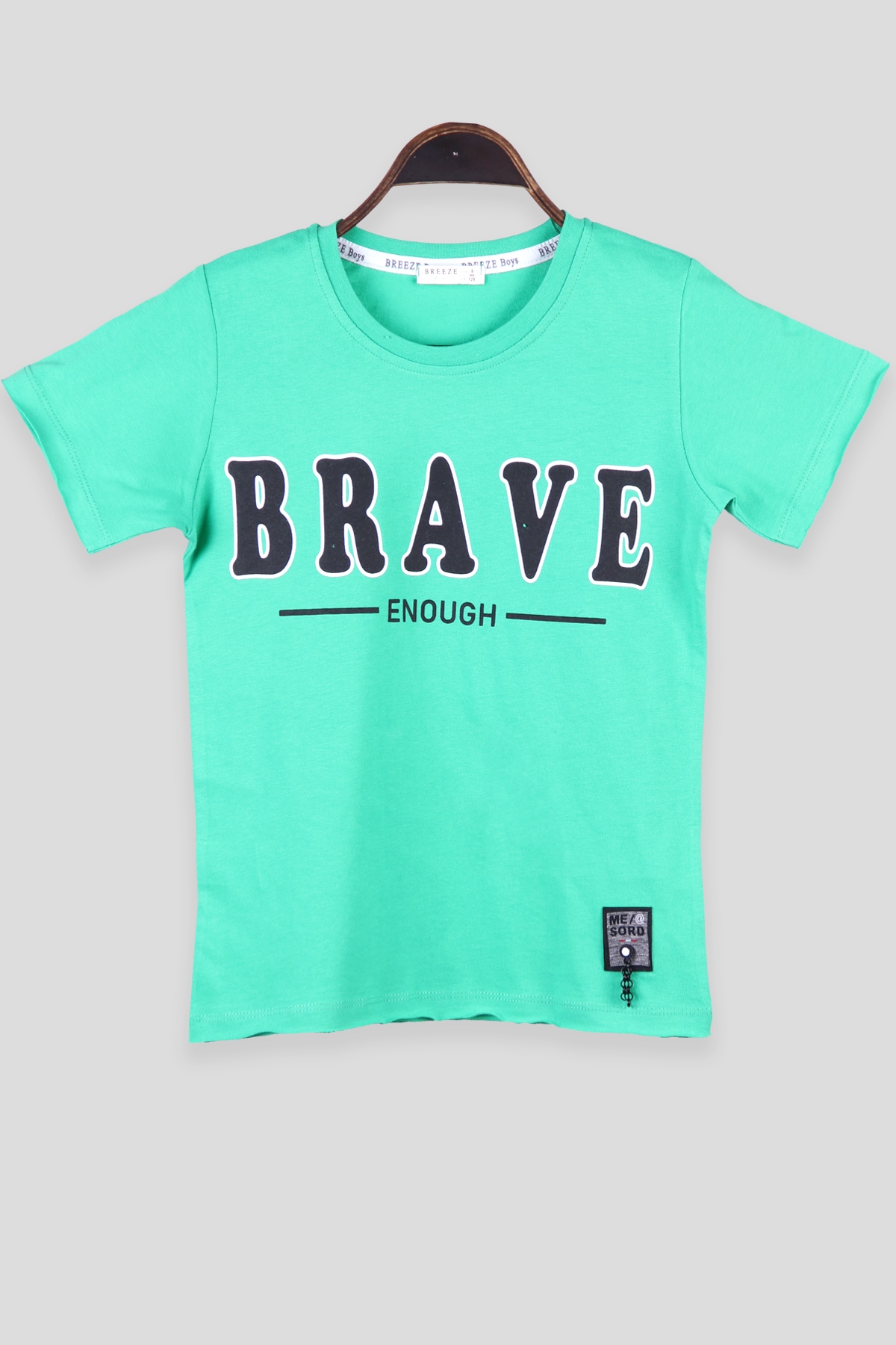 Breeze Erkek Çocuk Tişört Brave Baskı Yazılı Yeşil (8-14 Yaş)
