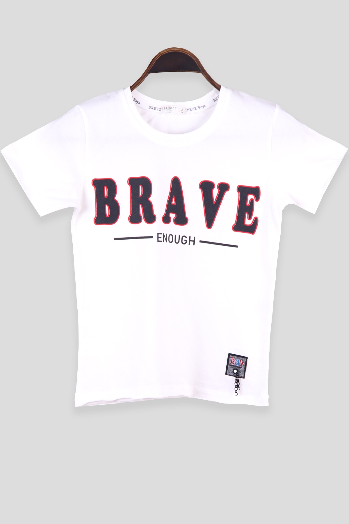 Breeze Erkek Çocuk Tişört Brave Baskı Yazılı Krem (8-14 Yaş)