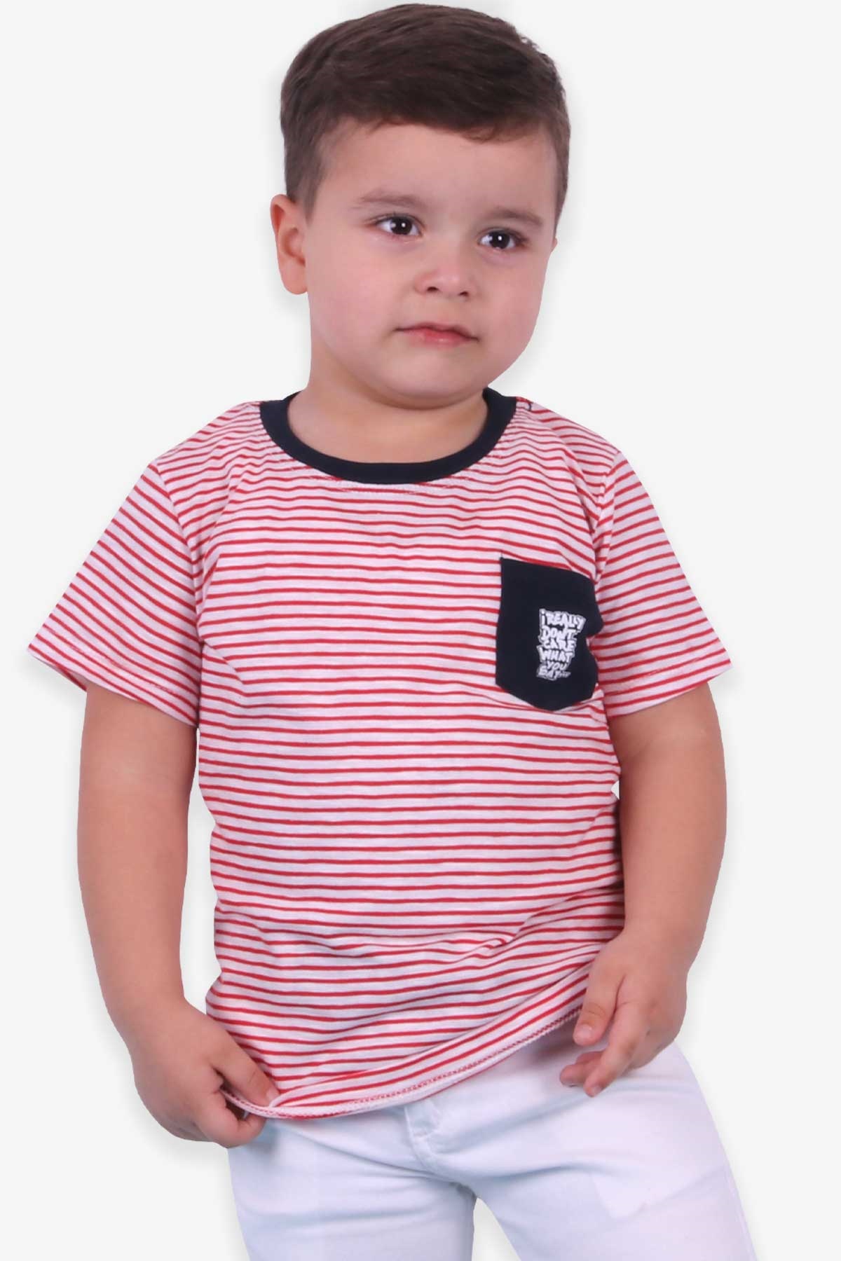 Breeze Erkek Çocuk Tişört Çizgili Kırmızı (9 Ay-8 Yaş)