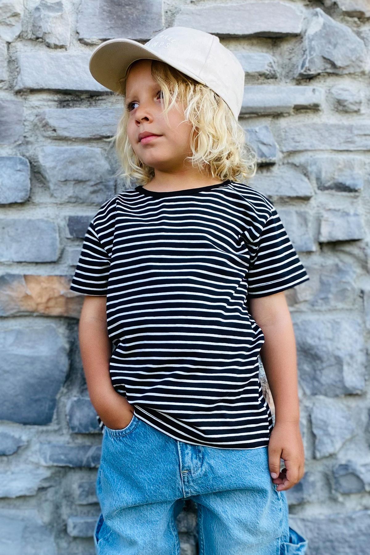 Breeze Erkek Çocuk Tişört Çizgili Siyah (3-7 Yaş)