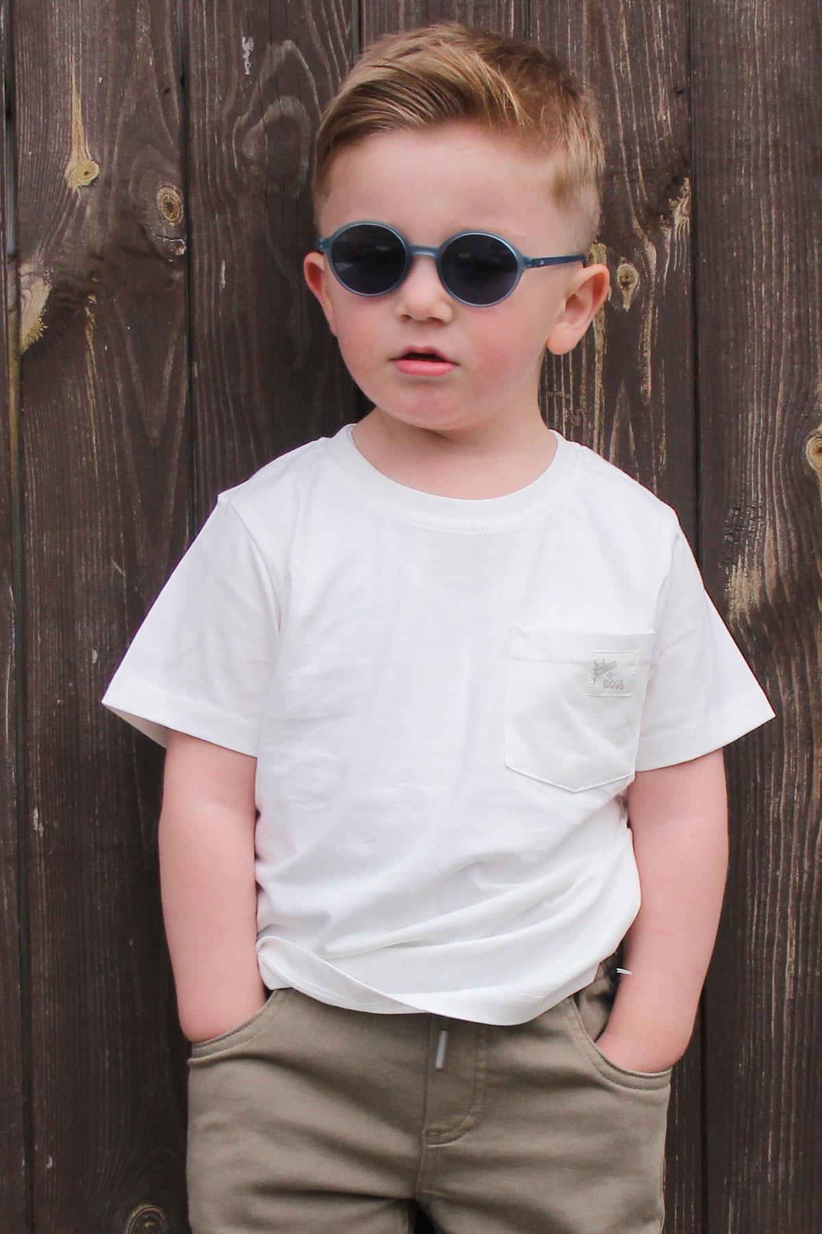 Breeze Erkek Çocuk Tişört Cool Yazı Armalı Cepli Beyaz (1.5-5 Yaş)