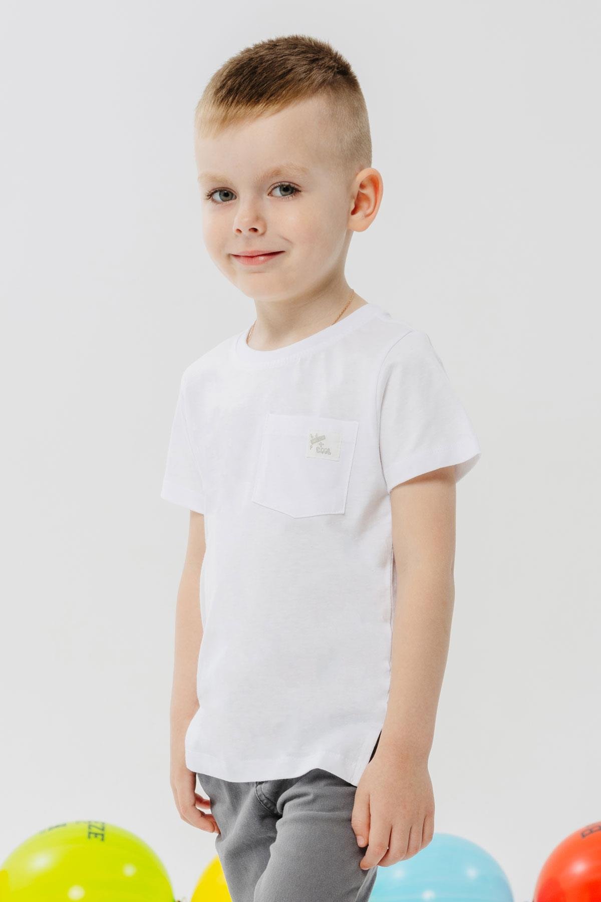 Breeze Erkek Çocuk Tişört Cool Yazı Armalı Cepli Beyaz (1.5-5 Yaş)