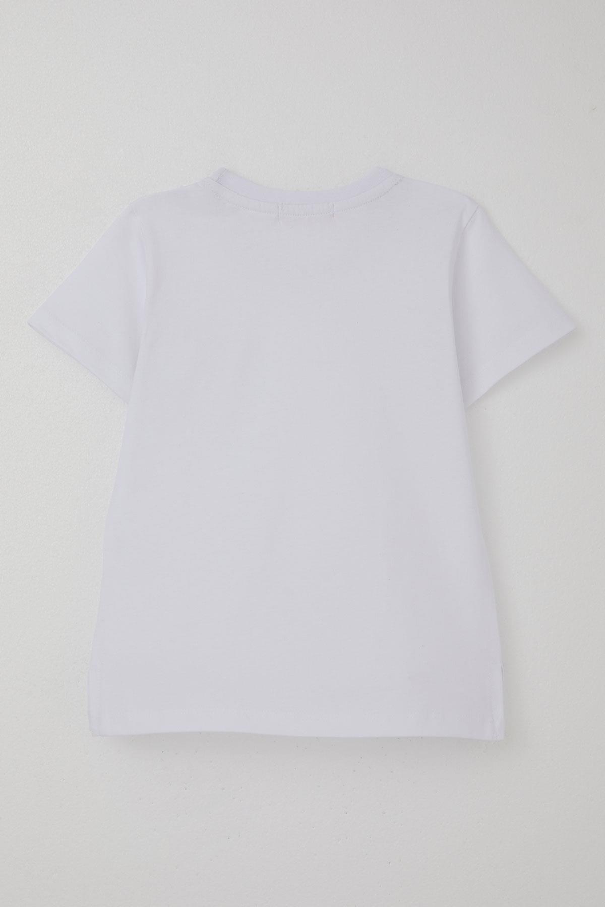 Breeze Erkek Çocuk Tişört Cool Yazı Armalı Cepli Beyaz (1.5-5 Yaş)