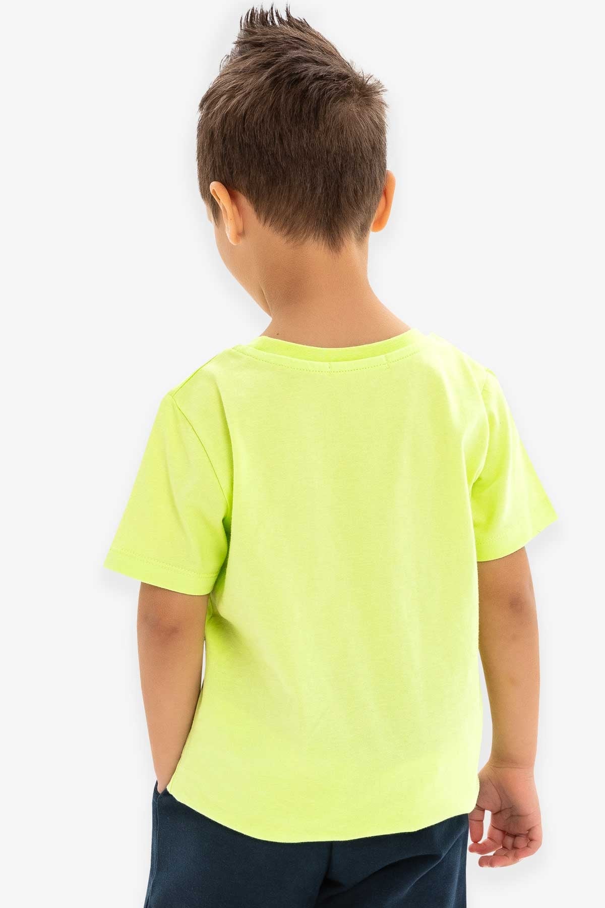Breeze Erkek Çocuk Tişört Dinozor Baskılı Fıstık Yeşili (1.5-5 Yaş)