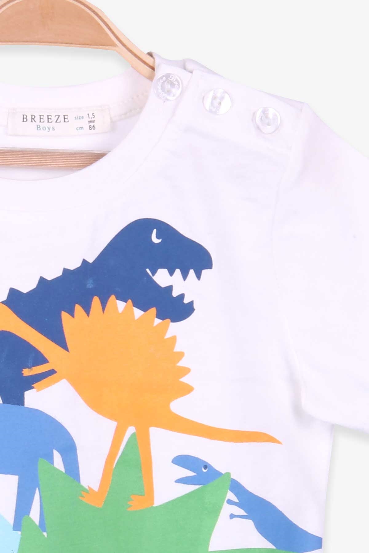Breeze Erkek Çocuk Tişört Dinozorlu Ekru (1.5-5 Yaş)