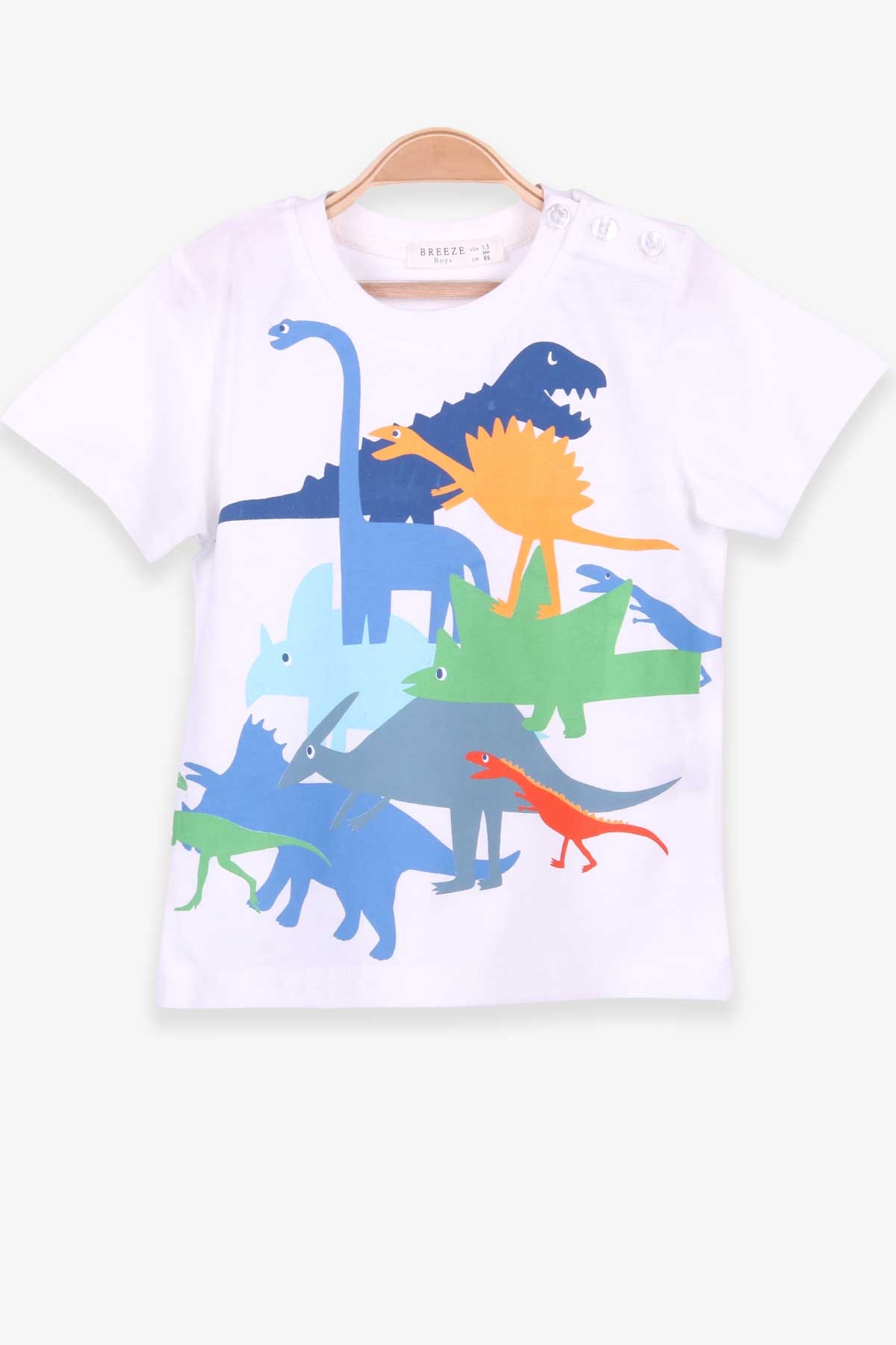 Breeze Erkek Çocuk Tişört Dinozorlu Ekru (1.5-5 Yaş)