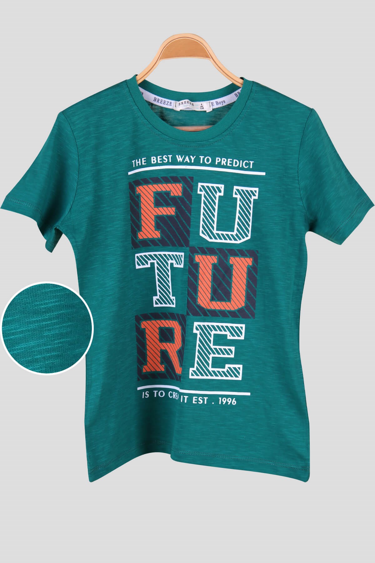 Breeze Erkek Çocuk Tişört Future Baskılı Yeşil (8-14 Yaş)