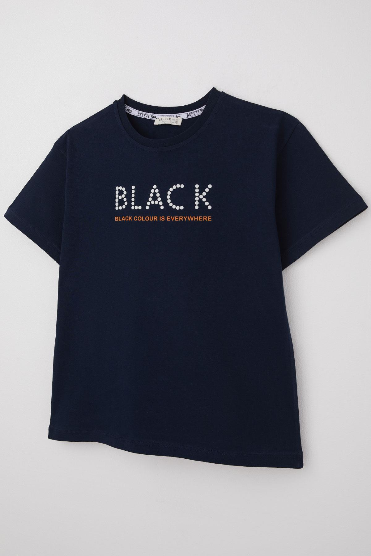 Breeze Erkek Çocuk Tişört Kabartma Detaylı Yazı Baskılı Lacivert (9-12 Yaş)