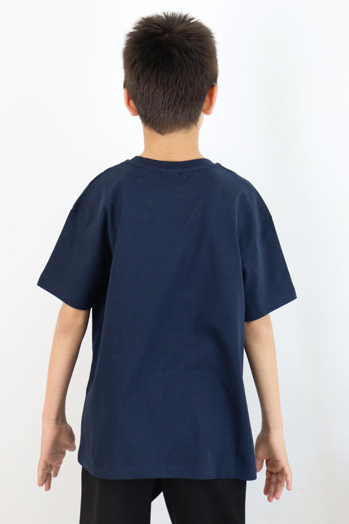 Breeze Erkek Çocuk Tişört Kabartma Detaylı Yazı Baskılı Lacivert (9-12 Yaş)