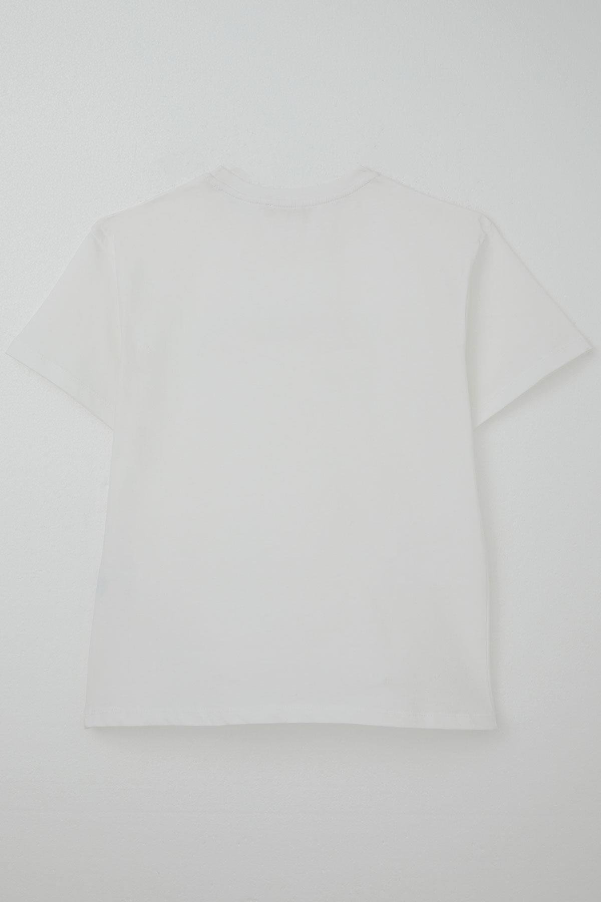 Breeze Erkek Çocuk Tişört Kabartma Yazı Baskılı Ekru (9-14 Yaş)