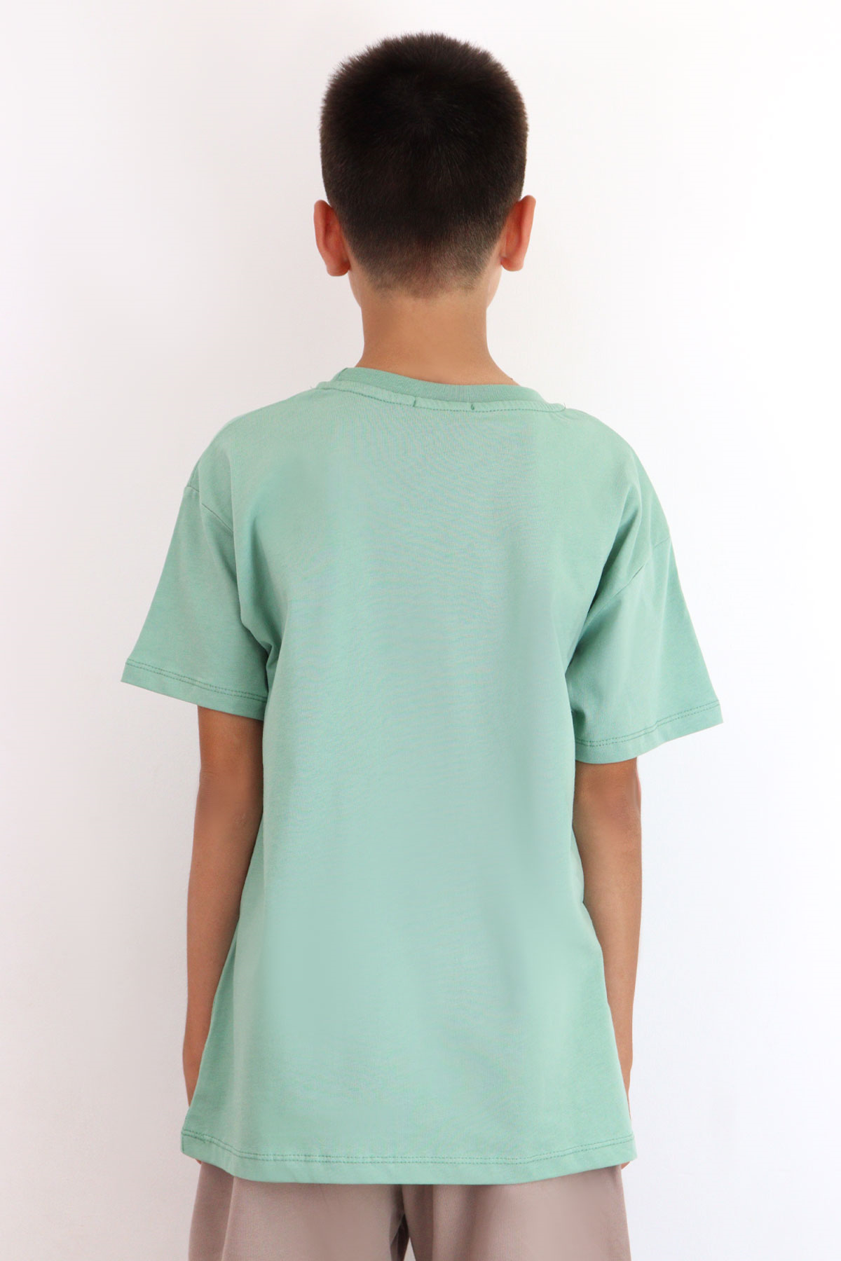 Breeze Erkek Çocuk Tişört Kabartmalı Yazı Baskılı Mint Yeşili (5-10 Yaş)