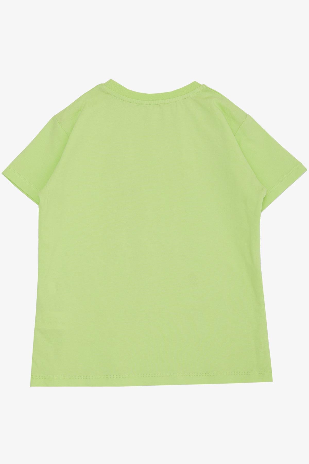 Breeze Erkek Çocuk Tişört Kükreyen Dinozor Baskılı Fıstık Yeşili (5-10 Yaş)