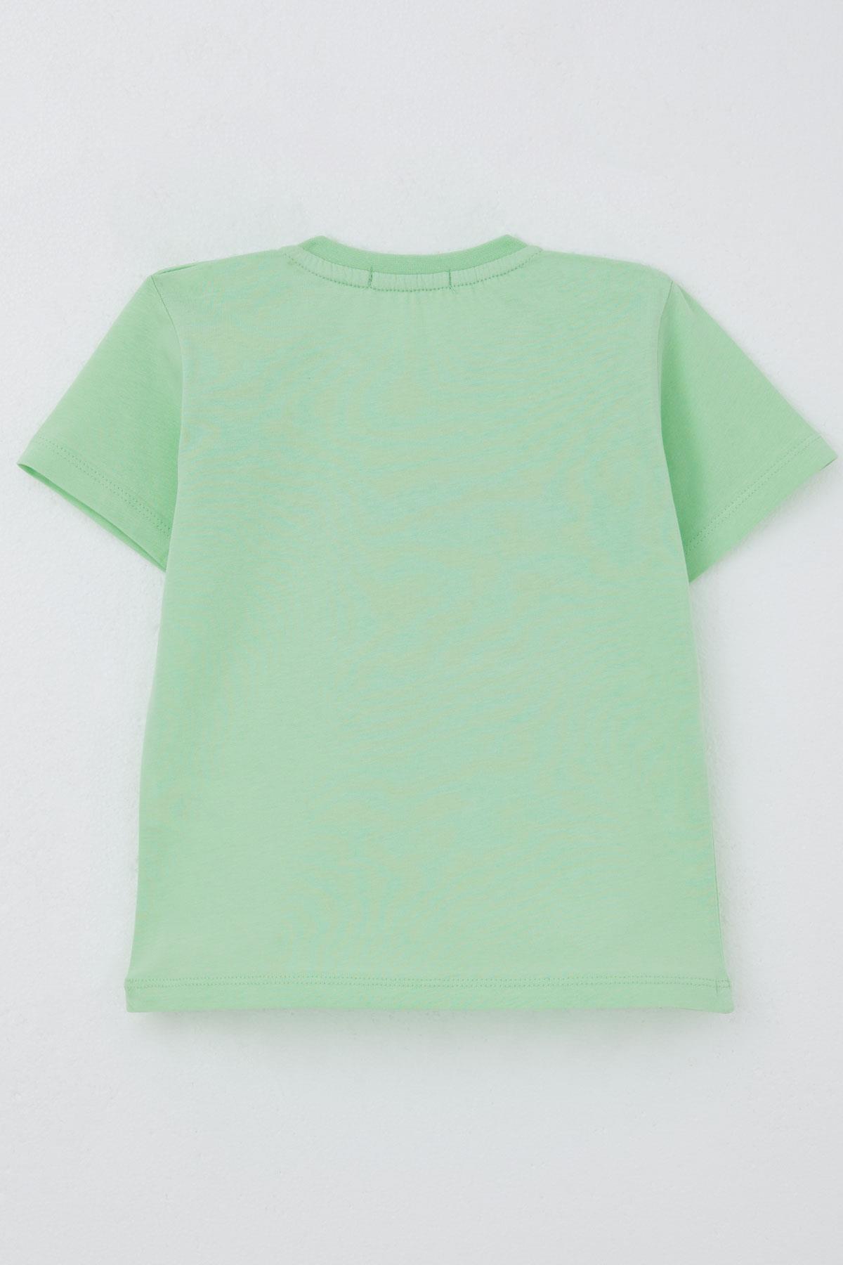 Breeze Erkek Çocuk Tişört Macera Temalı 4x4 Araba Baskılı Su Yeşili (2-6 Yaş)