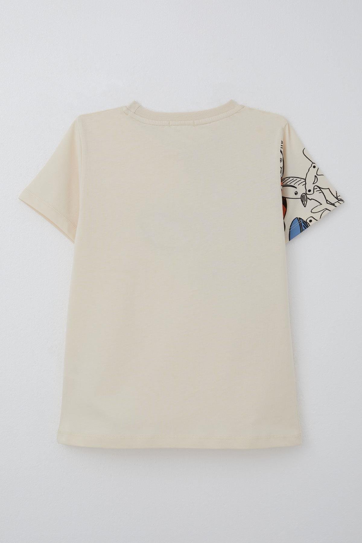 Breeze Erkek Çocuk Tişört Mavi Dünyanın Kahramanları Balinalar Krem (5-9 Yaş)