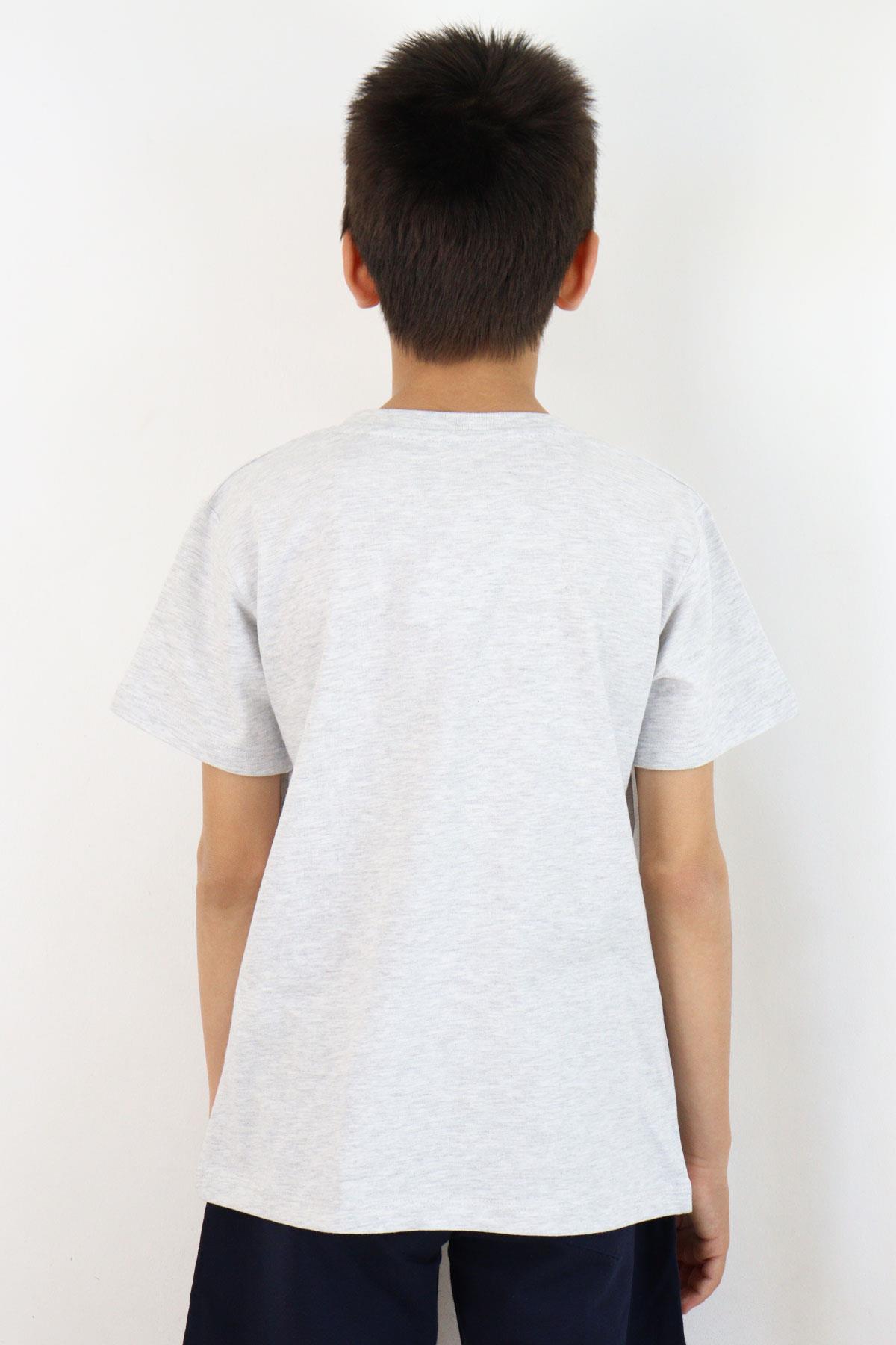 Breeze Erkek Çocuk Tişört Oyun Konsolu Baskılı Gri Melanj (8-14 Yaş)