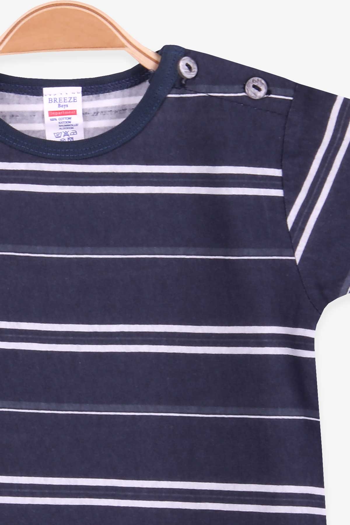 Breeze Erkek Çocuk Tişört Patlı Çizgili İndigo (1-4 Yaş)