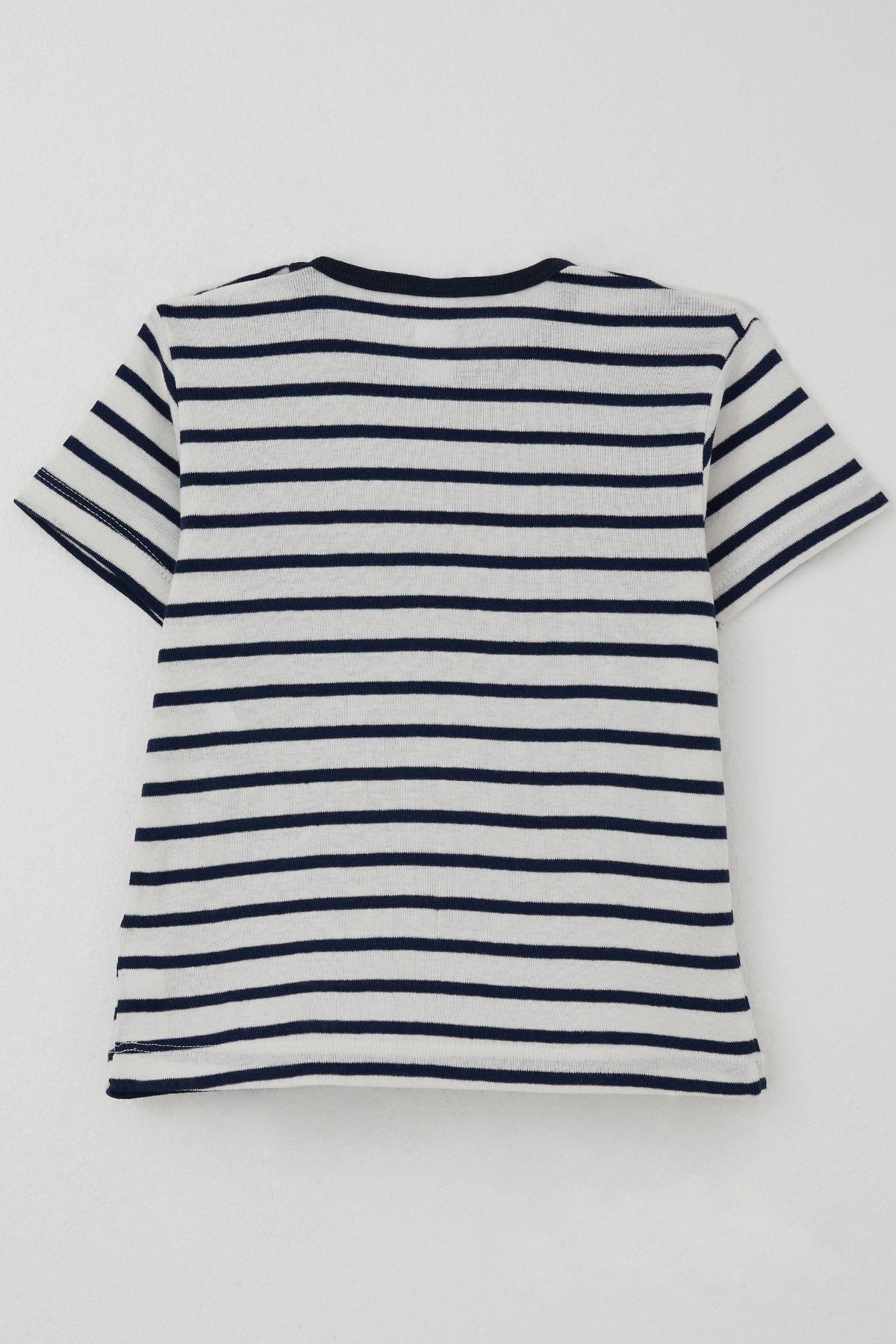 Breeze Erkek Çocuk Tişört Patlı Çizgili Beyaz (1-4 Yaş)